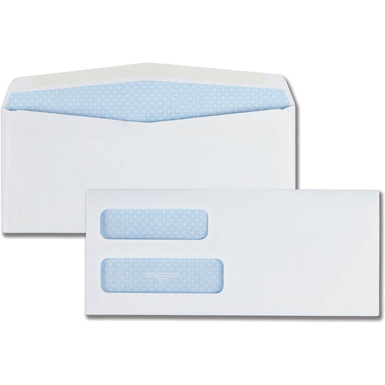 Quality Park No. 10 Double Window Security Envelopes - Security- 9 1by2"W x 4 1by8" L- 24 lb - Gummed - White